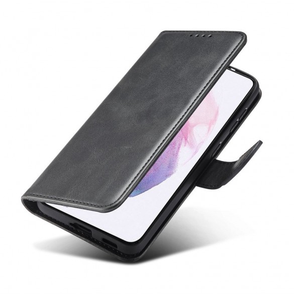 Magnet Case elegant bookcase type case with kickstand for Samsung Galaxy S21 FE black