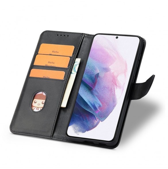 Magnet Case elegant bookcase type case with kickstand for Samsung Galaxy S21 FE black