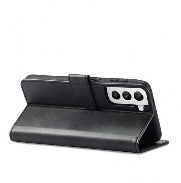 Magnet Case elegant bookcase type case with kickstand for Samsung Galaxy S21 FE black