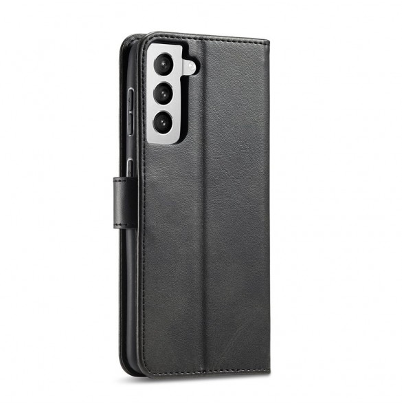 Magnet Case elegant bookcase type case with kickstand for Samsung Galaxy S21 FE black