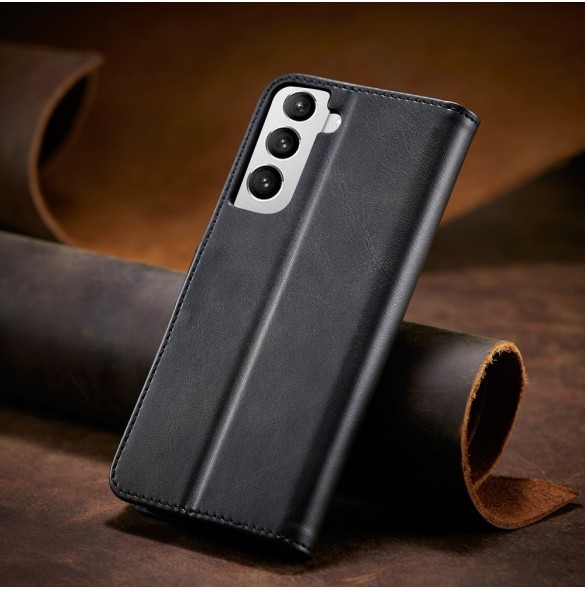 Magnet Case elegant bookcase type case with kickstand for Samsung Galaxy S21 FE black
