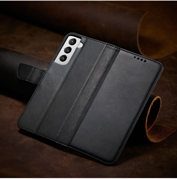 Magnet Case elegant bookcase type case with kickstand for Samsung Galaxy S21 FE black