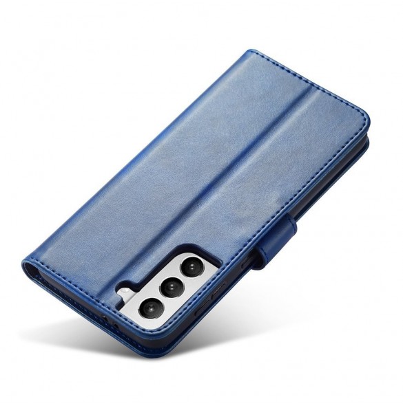 Magnet Case elegant bookcase type case with kickstand for Samsung Galaxy S21 FE blue