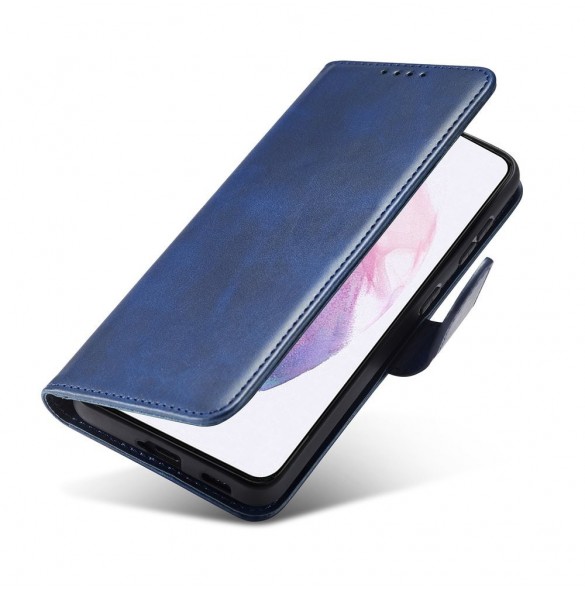 Magnet Case elegant bookcase type case with kickstand for Samsung Galaxy S21 FE blue