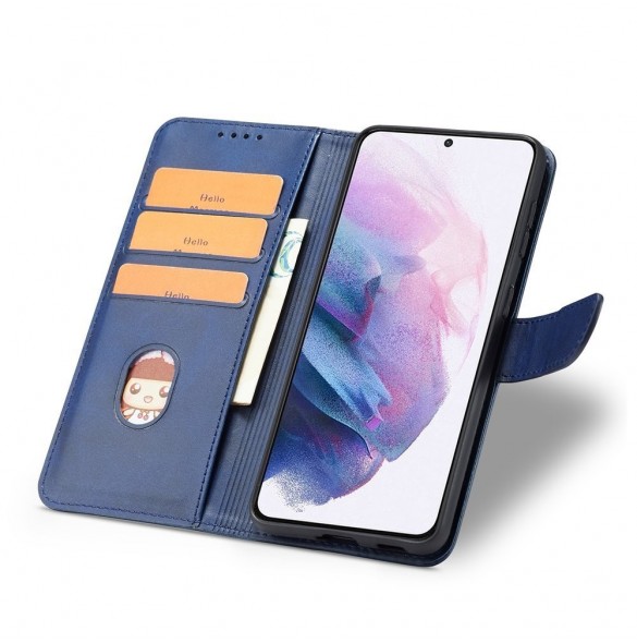Magnet Case elegant bookcase type case with kickstand for Samsung Galaxy S21 FE blue