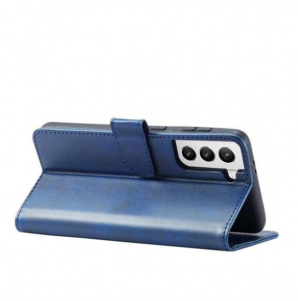 Magnet Case elegant bookcase type case with kickstand for Samsung Galaxy S21 FE blue
