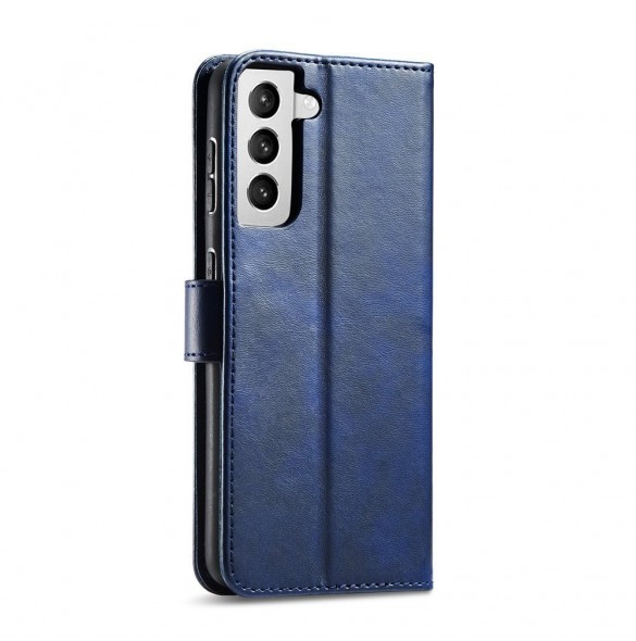 Magnet Case elegant bookcase type case with kickstand for Samsung Galaxy S21 FE blue
