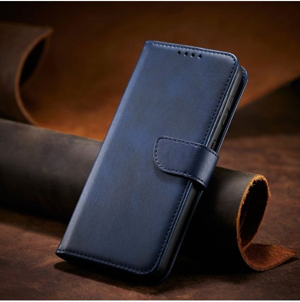 Magnet Case elegant bookcase type case with kickstand for Samsung Galaxy S21 FE blue