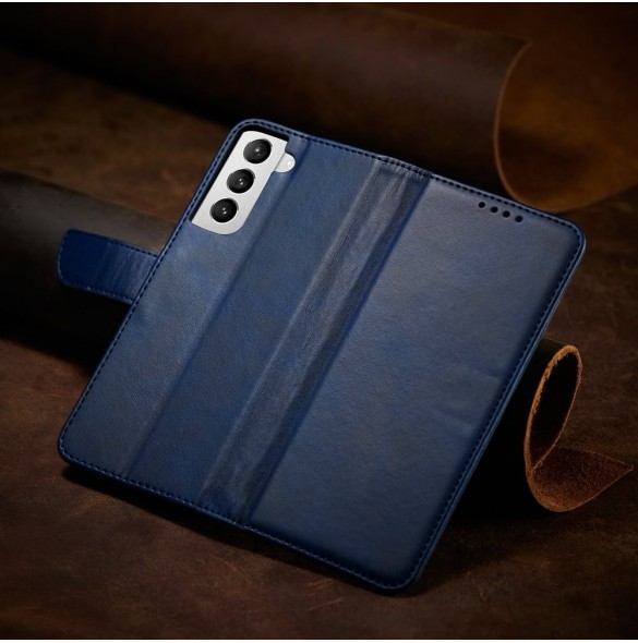 Magnet Case elegant bookcase type case with kickstand for Samsung Galaxy S21 FE blue