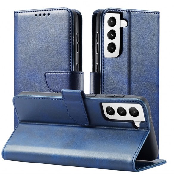Magnet Case elegant bookcase type case with kickstand for Samsung Galaxy S21 FE blue