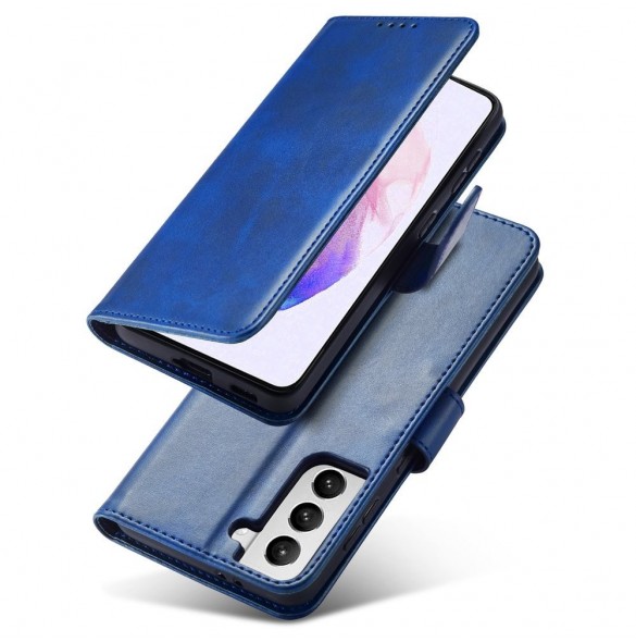 Magnet Case elegant bookcase type case with kickstand for Samsung Galaxy S21 FE blue