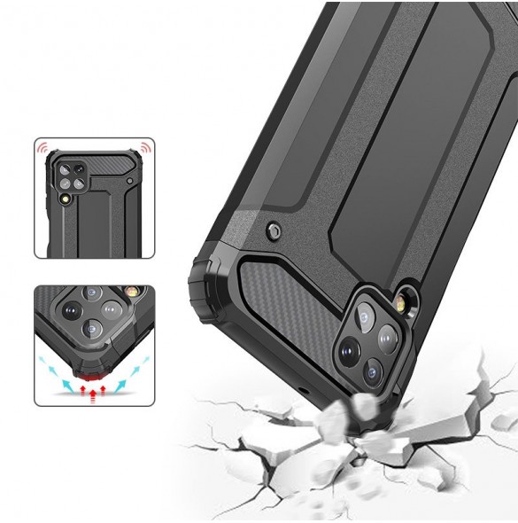 Hybrid Armor Case Tough Rugged Cover for Samsung Galaxy A22 4G black