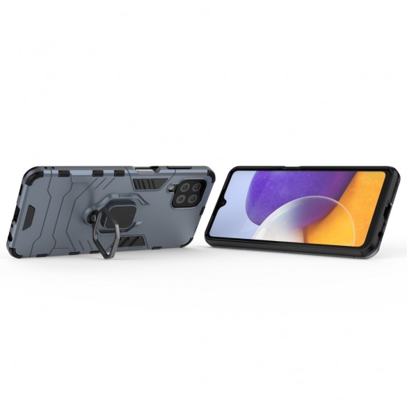Ring Armor Case Kickstand Tough Rugged Cover for Samsung Galaxy A22 4G blue