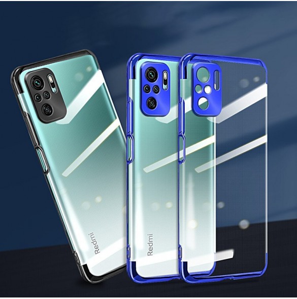 Clear Color Case Gel TPU Electroplating frame Cover for Xiaomi Redmi Note 10 5G / Poco M3 Pro red