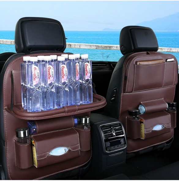 Car organizer for the seat foldable shelf mini car table black
