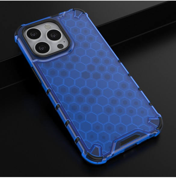 Honeycomb Case armor cover with TPU Bumper for iPhone 13 Pro blue