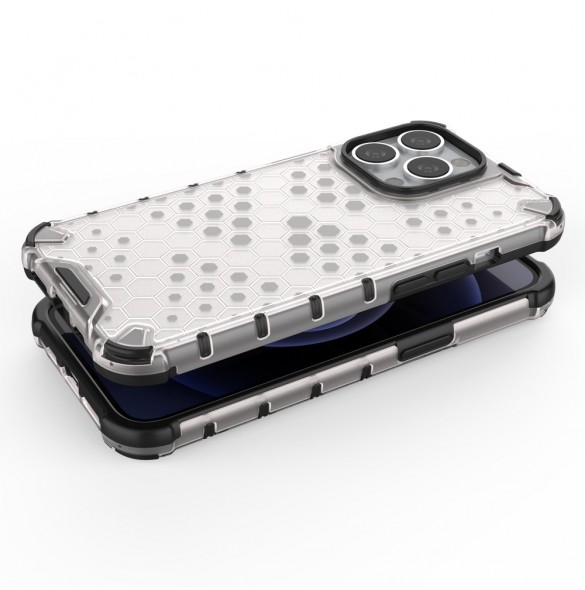Honeycomb Case armor cover with TPU Bumper for iPhone 13 Pro green