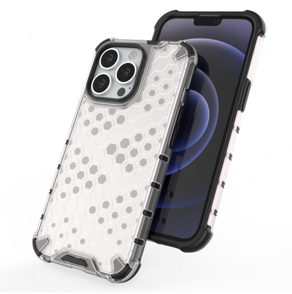Honeycomb Case armor cover with TPU Bumper for iPhone 13 Pro red