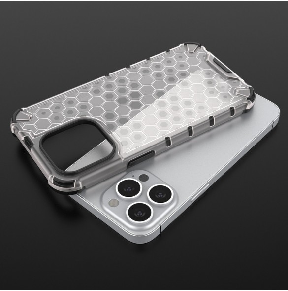 Honeycomb Case armor cover with TPU Bumper for iPhone 13 Pro red