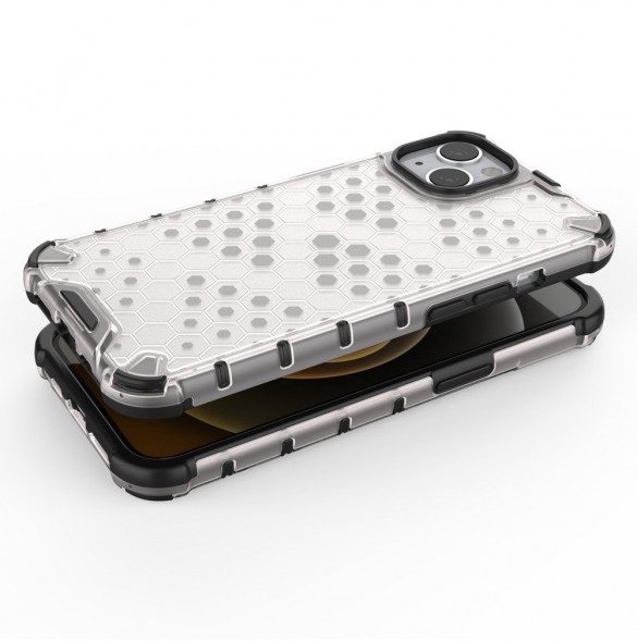 Honeycomb Case armor cover with TPU Bumper for iPhone 13 red