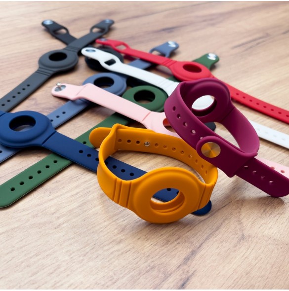 Silicone flexible case wristband wrist pendant case for Apple AirTag Locator Orange