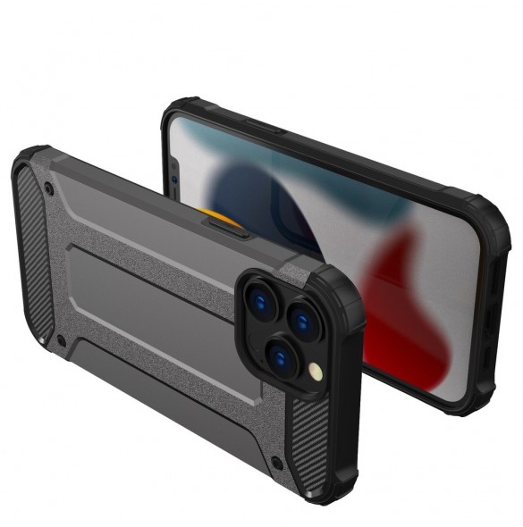 Hybrid Armor Case Tough Rugged Cover for iPhone 13 Pro black