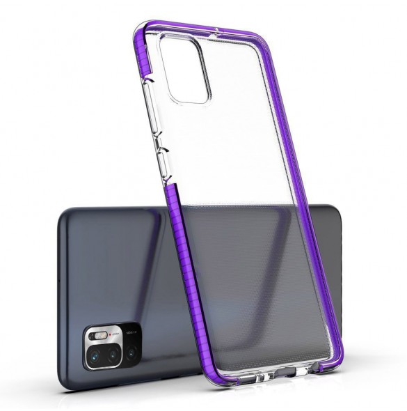 Spring Case clear TPU gel protective cover with colorful frame for Xiaomi Redmi Note 10 5G / Poco M3 Pro light pink