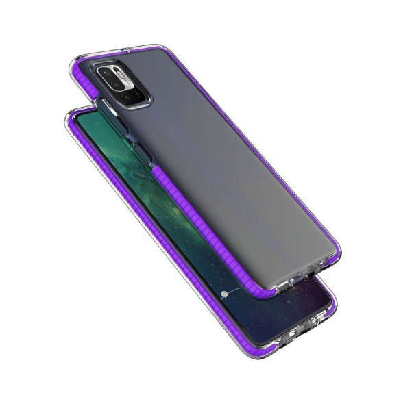 Spring Case clear TPU gel protective cover with colorful frame for Xiaomi Redmi Note 10 5G / Poco M3 Pro light pink