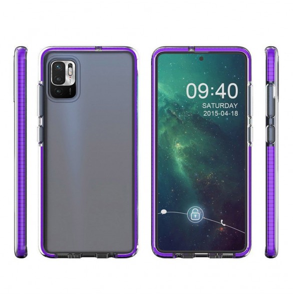 Spring Case clear TPU gel protective cover with colorful frame for Xiaomi Redmi Note 10 5G / Poco M3 Pro light blue