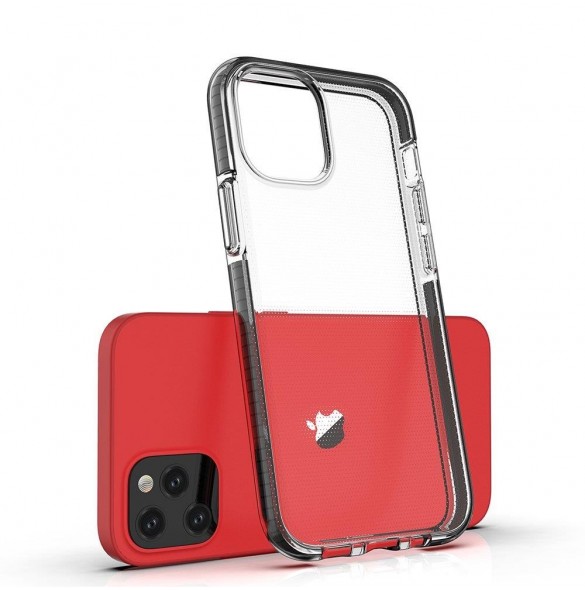 Spring Case clear TPU gel protective cover with colorful frame for iPhone 13 Pro Max black