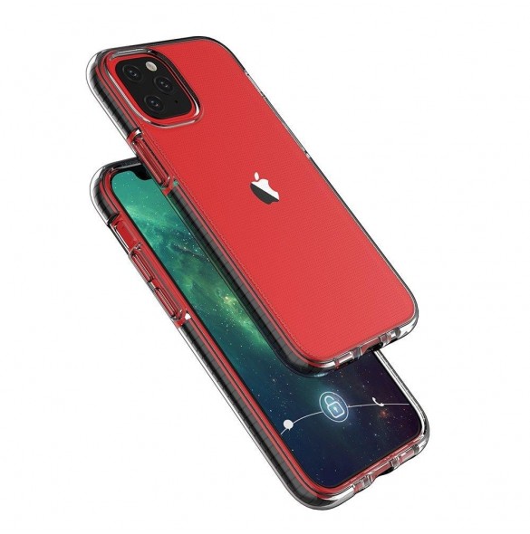 Spring Case clear TPU gel protective cover with colorful frame for iPhone 13 Pro Max black