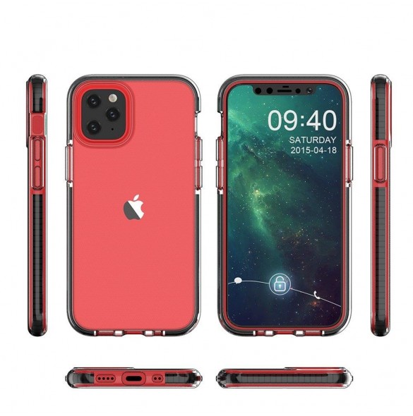 Spring Case clear TPU gel protective cover with colorful frame for iPhone 13 Pro Max yellow
