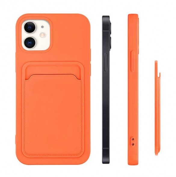 Kortfodral Silikonplånboksfodral med kortplatsdokument för iPhone 13 Pro Max Orange