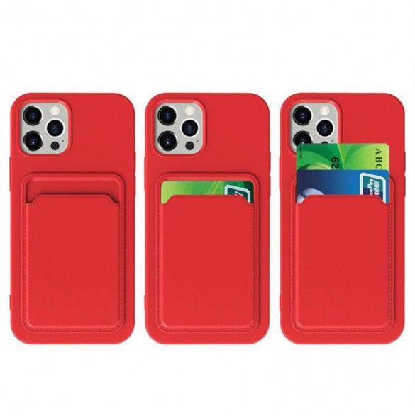 Kortfodral Silikonplånboksfodral med kortplatsdokument för Samsung Galaxy S21 Ultra 5G Svart