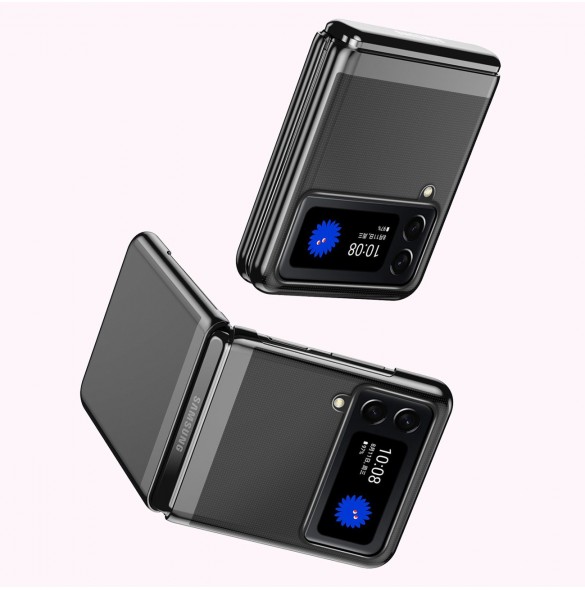 Plätering Fodral hårt fodral Galvanisering ram Skal till Samsung Galaxy Z Flip 3 svart