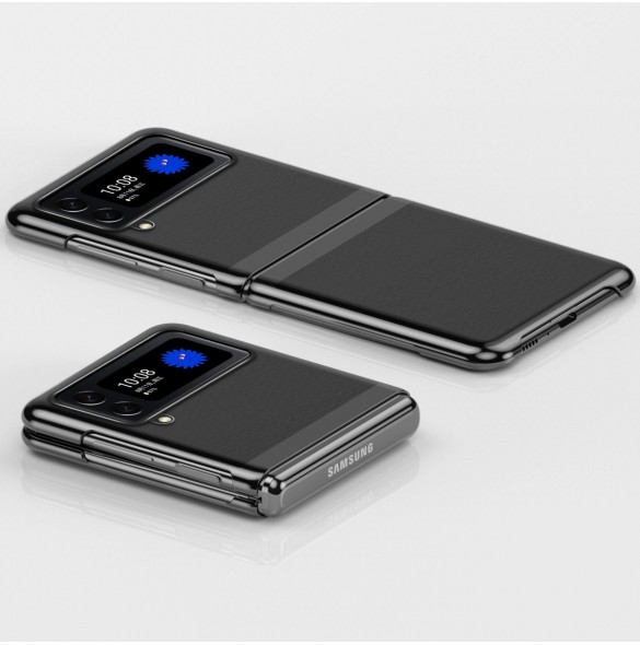 Plätering Fodral hårt fodral Galvanisering ram Skal till Samsung Galaxy Z Flip 3 svart