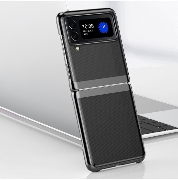 Plätering Fodral hårt fodral Galvanisering ram Skal till Samsung Galaxy Z Flip 3 svart