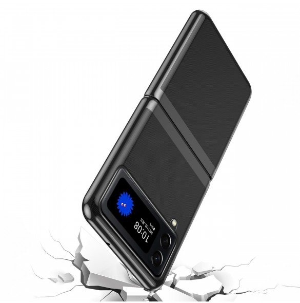 Plätering Fodral hårt fodral Galvanisering ram Skal till Samsung Galaxy Z Flip 3 svart
