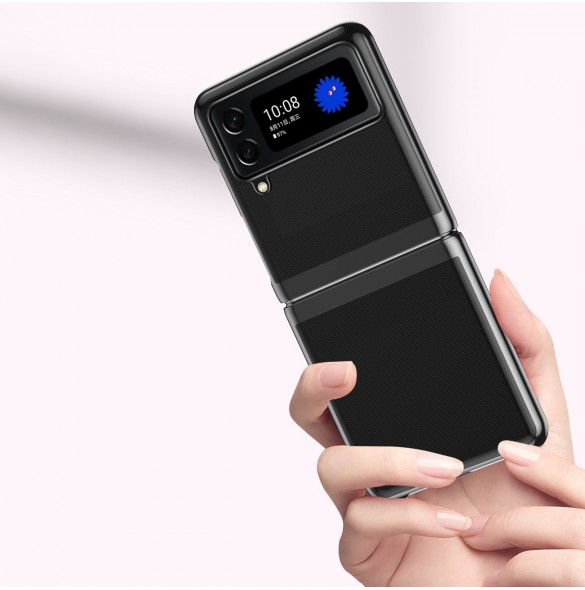 Plätering Fodral hårt fodral Galvanisering ram Skal till Samsung Galaxy Z Flip 3 svart