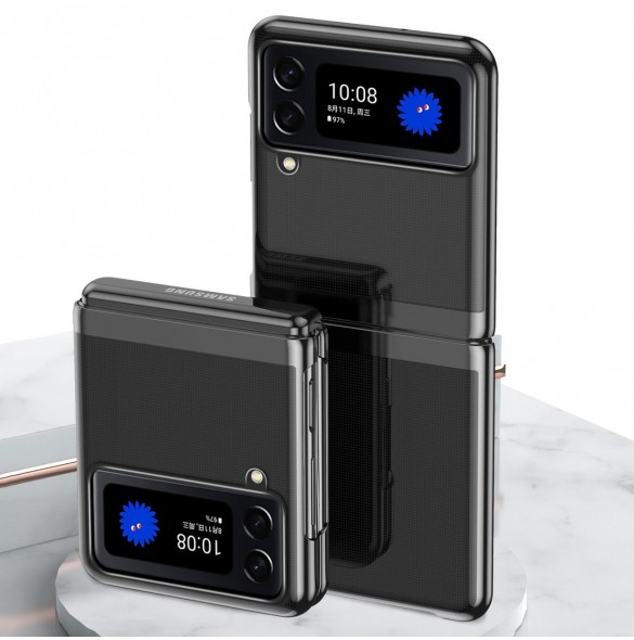 Plätering Fodral hårt fodral Galvanisering ram Skal till Samsung Galaxy Z Flip 3 svart