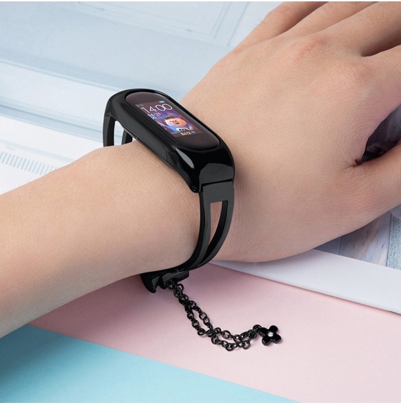 Ersättningsarmbandsarmband i metall för Xiaomi Mi Band 6/5/4/3 svart