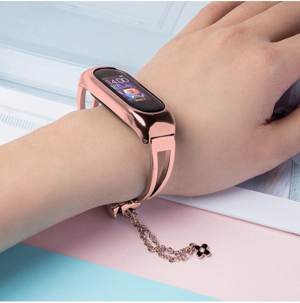 Ersättningsarmbandsarmband i metall för Xiaomi Mi Band 6/5/4/3 rosa