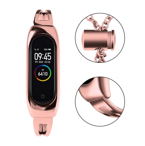 Ersättningsarmbandsarmband i metall för Xiaomi Mi Band 6/5/4/3 rosa
