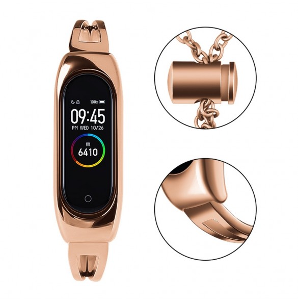 Ersättningsarmbandsarmband i metall för Xiaomi Mi Band 6/5/4/3 roséguld