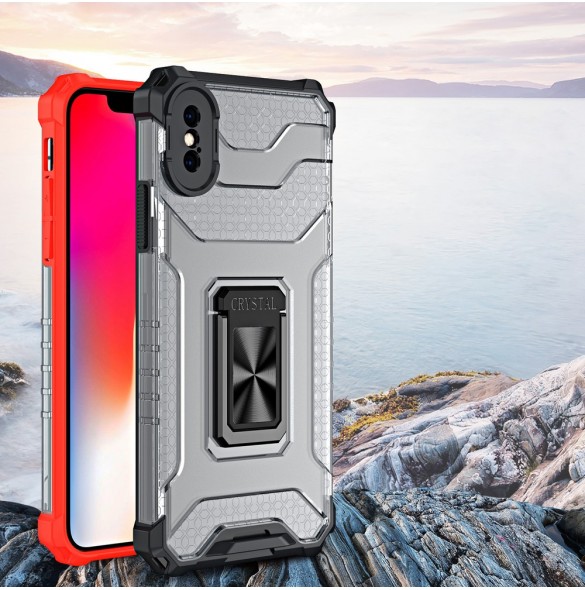 Crystal Ring Case Kickstand Tough Rugged Cover för iPhone XS Max blå