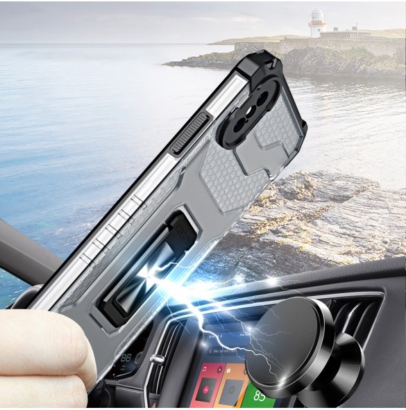 Crystal Ring Case Kickstand Tough Rugged Cover för iPhone XS Max blå