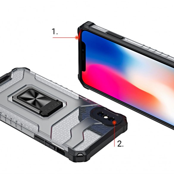 Crystal Ring Case Kickstand Tough Rugged Cover för iPhone XS Max blå