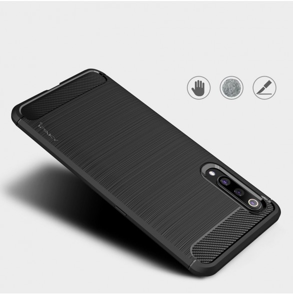 iPaky Carbon Väska Flexibel Skal TPU Väska till Xiaomi Mi 9 - Svart