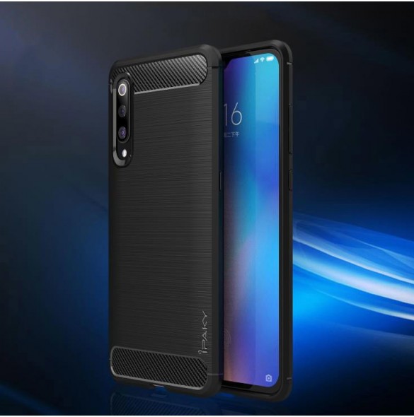 iPaky Carbon Väska Flexibel Skal TPU Väska till Xiaomi Mi 9 - Svart