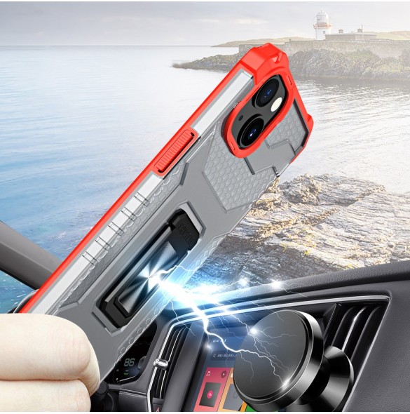 Crystal Ring Case Kickstand Tough Rugged Cover för iPhone 12 mini röd